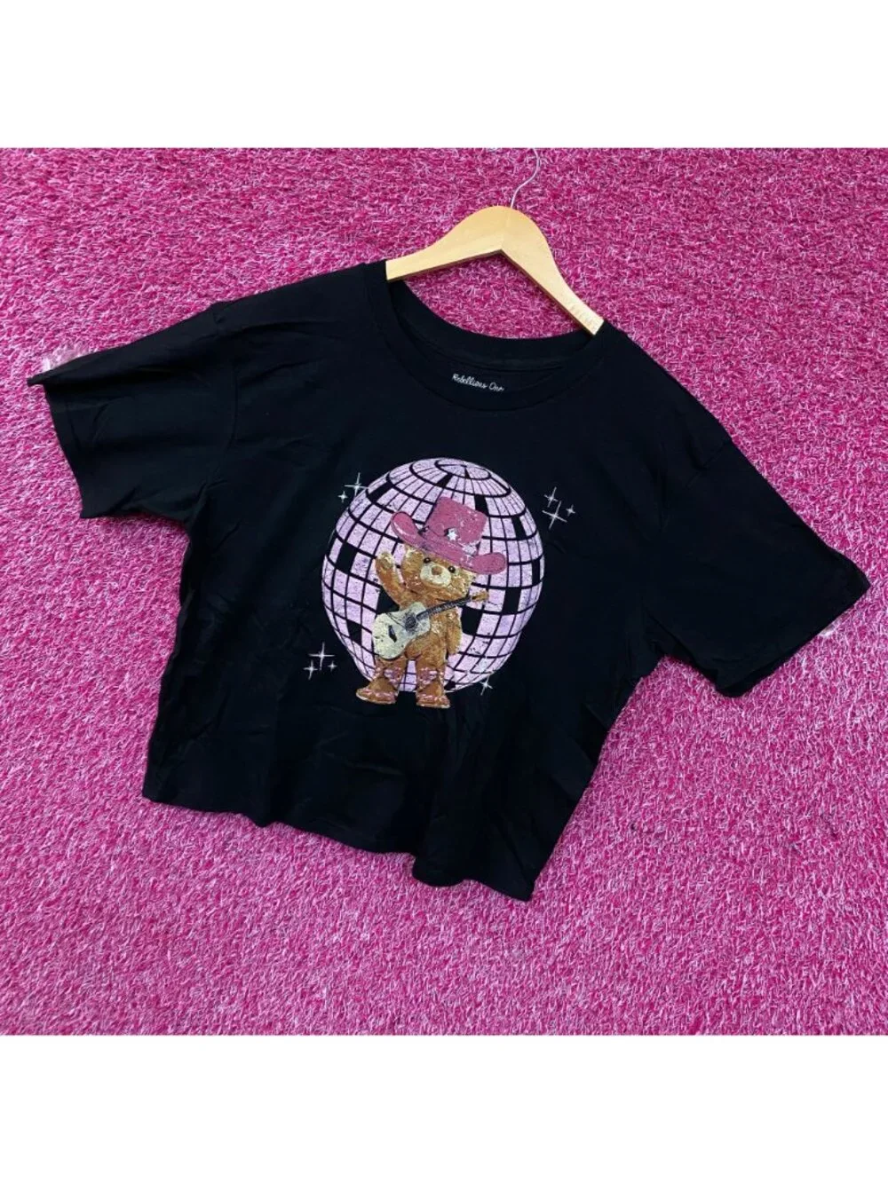 Rebellious One Disco Cowgirl Bear Crop Top XL